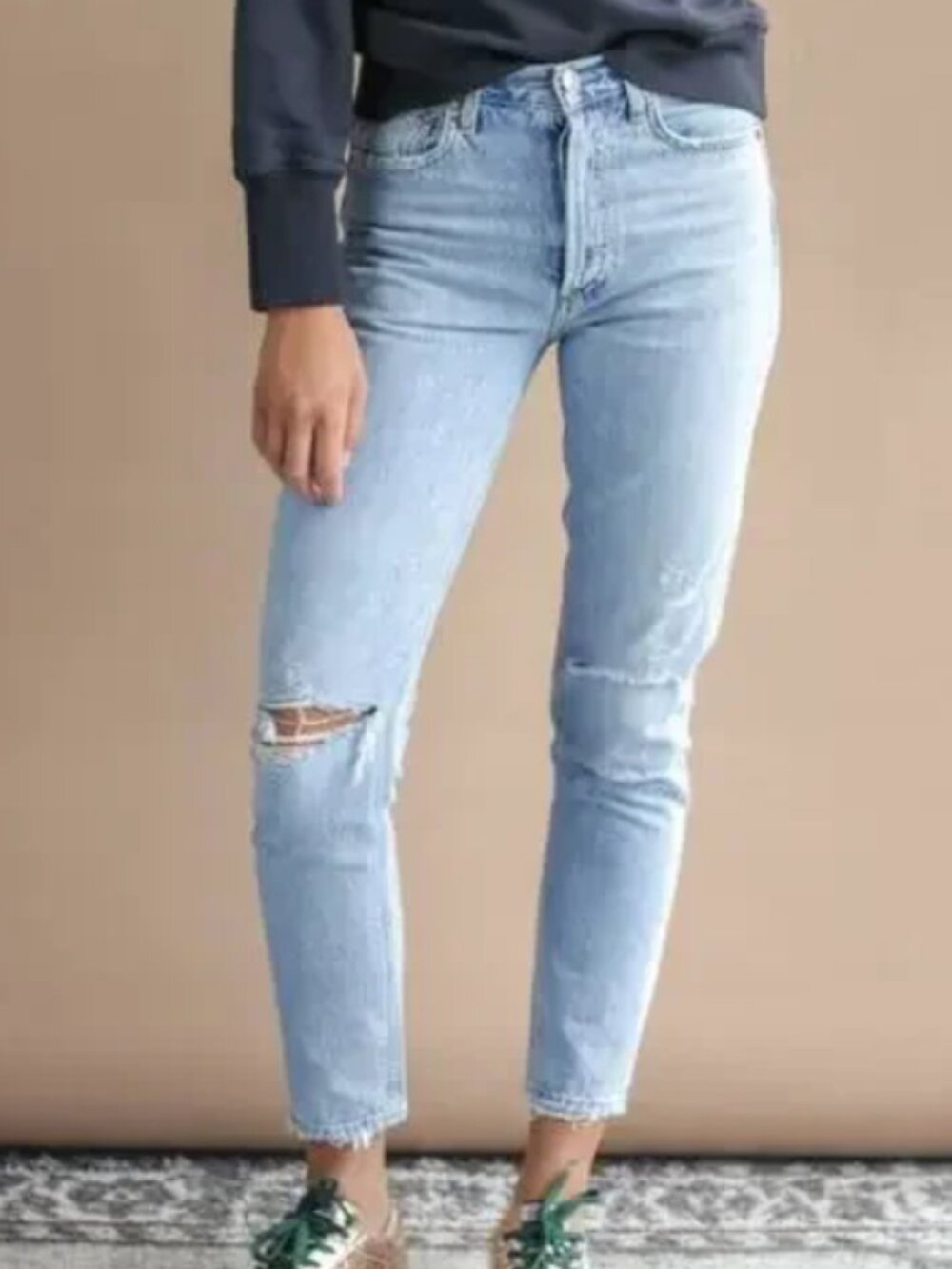 AGOLDE Jamie High Rise Classic Distressed Tapered Jeans in Shakedown Size 26